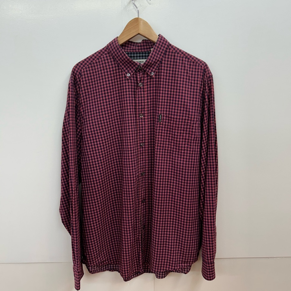 Ben Sherman Burgundy Checkered Button Down Shirt